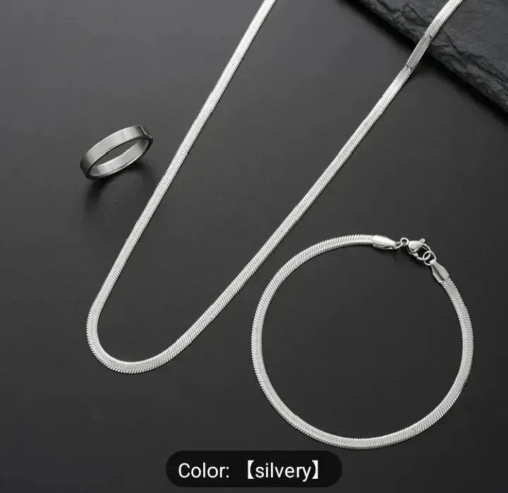 Elegant Silvery Jewelry Set for Men