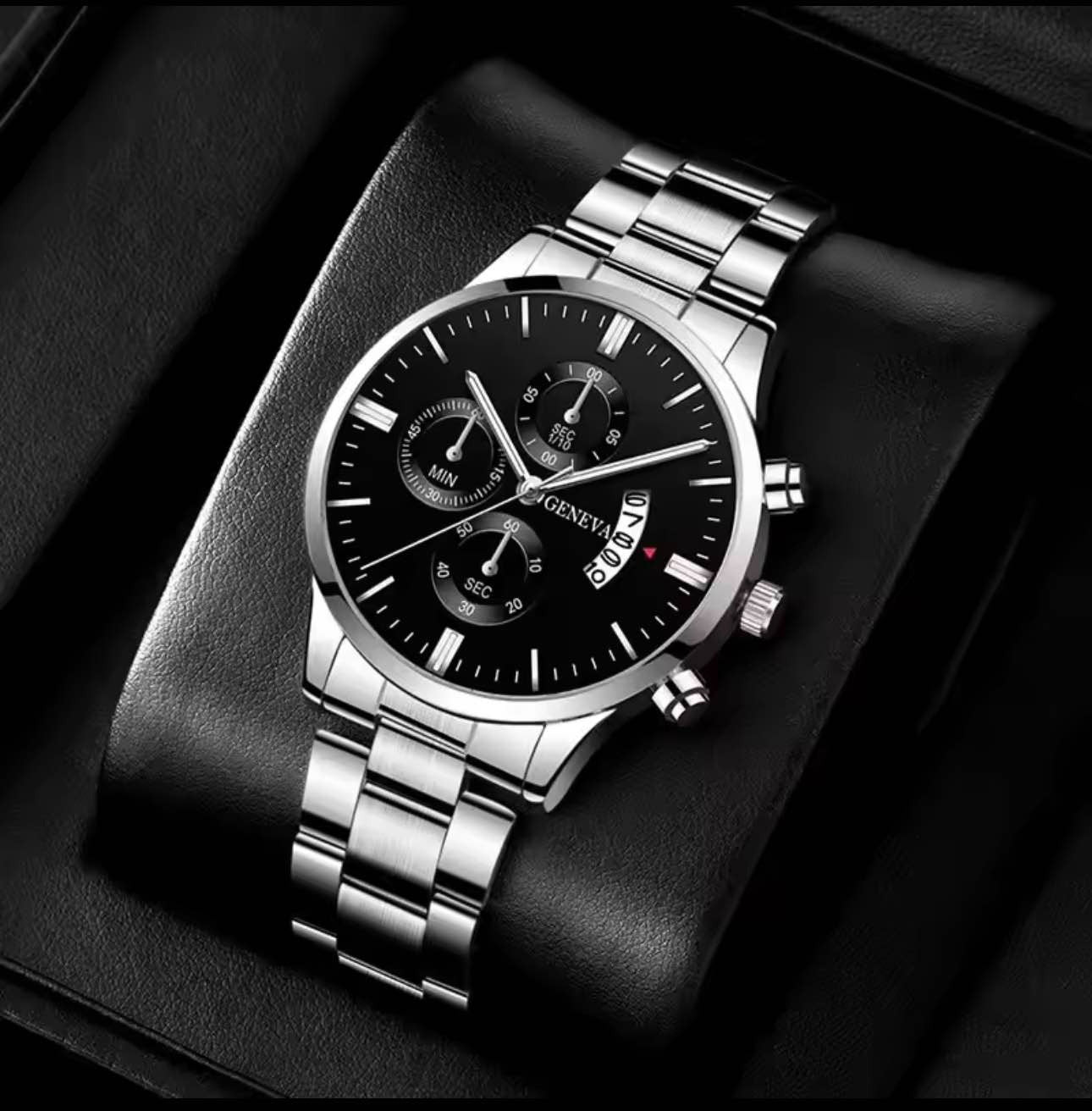 2pcs Luxury Mens Watch With Stainless Steel Bracelet Men